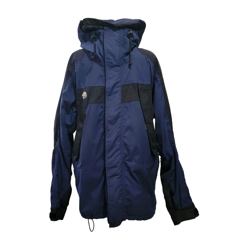 Mountain Hardwear Mens Large L Conduit Waterproof Hooded Jacket Blue Black Zip